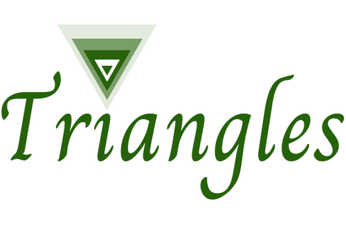 Logo with the word 'Triangles' and a green triangle on a white background